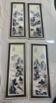 Oriental framed porcalain chinese wall art largest measures approximately 35 inches tall 15 inches