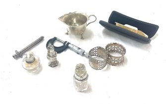 Micrometer and george cantouris and co pencil/ cigarette holder rare items etc Selection of silver