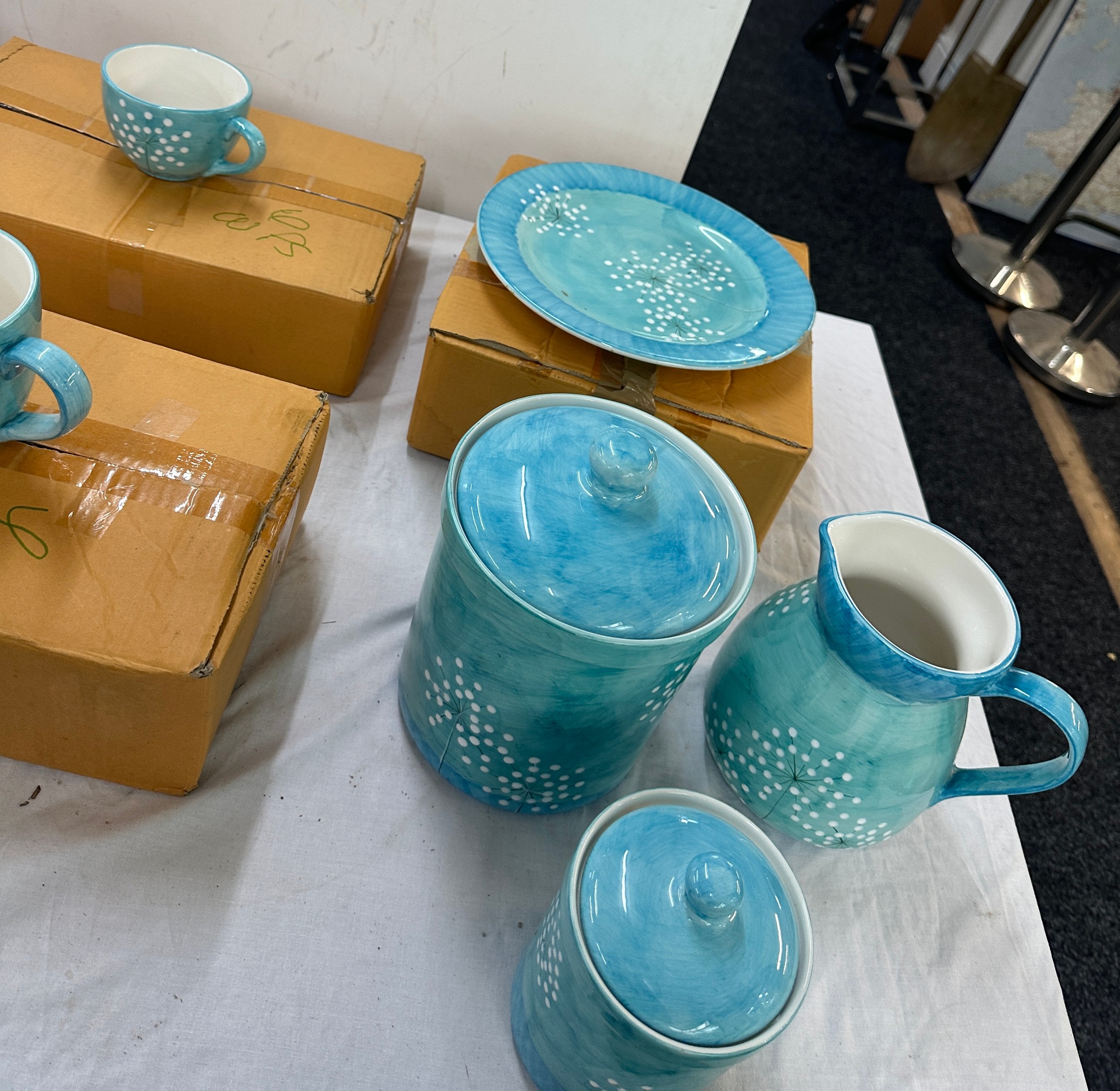 Large selection of part pottery dinner service, includes plates, jars, mugs etc - Image 5 of 5