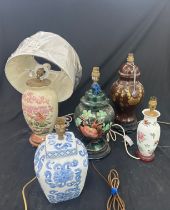Large selection of porcelain/ oriental lamps, all untested