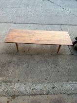 retro 60s teak coffee table measures approximately 13 inches tall 54 inches wide 18 inches depth