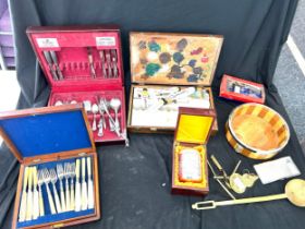 Selection of miscellaneous includes part viners canteen of cutlery, artist box etc