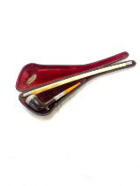 Rare Victorian Albatross quill smoking pipe with amber mouth piece. In original case. Case marked