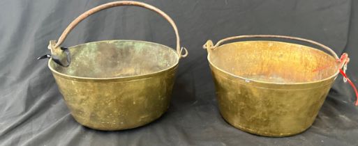 2 Vintage brass jam pans