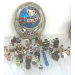 Selection of vintage alcohol miniatures to include miniature liquor holders