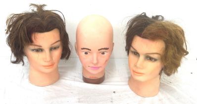 Selection of 3 assorted mannequin heads