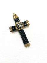 Large Victorian onyx and gilt metal crucifix approx length 8cm