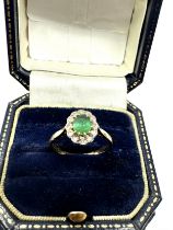 9ct Gold Green Tourmaline & Diamond Halo Ring (2.7g)