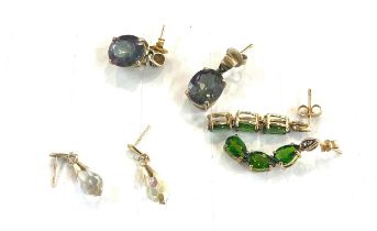 Selection of assorted ladies earrings includes mystic topaz etc total weight 10.2g