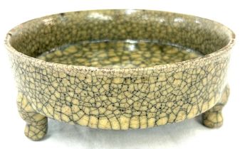 oriental 2 legged small glazed bowl, height 6cm, diameter 14cm