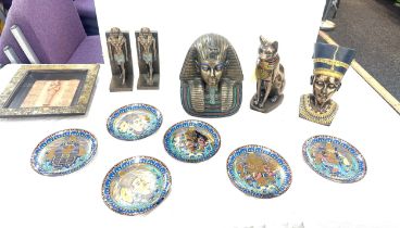 Selection of Eegyptian collectables includes bookends etc