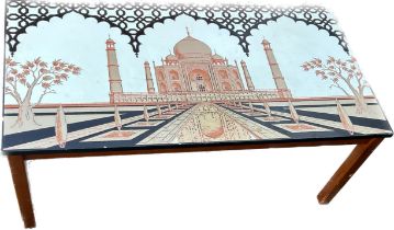 Painted taj mahal coffee table measures approximately 16 inchest tall 38 inches wide 20 inches tall