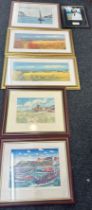 Large selection of vintage framed prints to include Janet Beckett etc largest measures approx 30