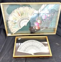 2 Framed vintage fan pictures largest measures approximately 25 inches wide 25 inches tall