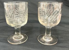 Pair Georgian etches tumblers, approximate height 5.5 inches