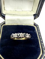 9ct Gold Sapphire & Diamond Gypsy Setting Ring (2g)