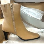 5 pairs of cream camel heeled ladies boots includes sizes 5e, 7e.