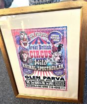 Framed Vintage original Circus advertising poster ' Great British Circus Glen Parva 2005' measures