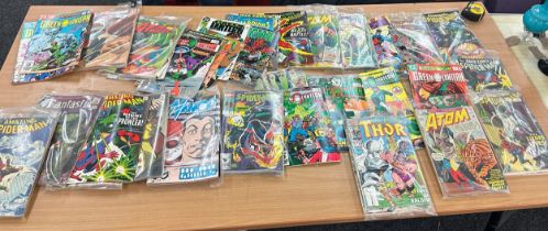 Selection vintage comics to include Spiderman, Atom, Thor etc