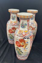 3 Oriental vases, 18 inches tall