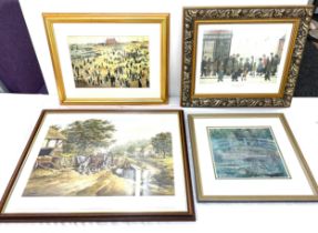 Selection of framed prints to include Lowry, Monet etc, largest frame measures: 19 x 23 inches