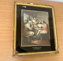 Framed the soldiers return george morland print on glass measures approximately 19 inches wide 22