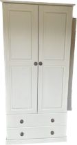 Two door two drawer painted pine wardrobes measures approx 78 inches tall by 36 inches wide and 21.5