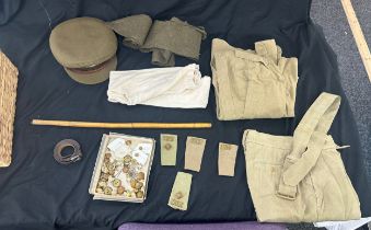 British military officers cap hat plus badges, buttons, part uniform etc