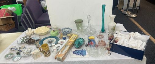 Large selection of vintage and later miscellaneous to include glassware decanters, pottery, jugs,