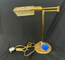 Large brass extending desk lamp, untested