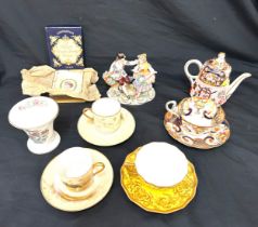 Selection of collectable cups and saucers, Capodimonte small figurine etc