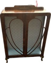 Walnut glass china cabinet with 2 glass shelves 50 inches tall 34 inches wide 11 inches depth