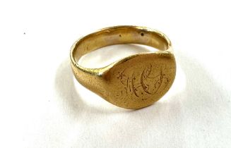 Antique unmarked possibly high carat ladies signet ring, ring size I/J, total weight 4.6g