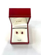 A Pair of 9ct gold and ruby earrings, boxed