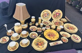 Large quantity of Aynsley bone china orchard gold pattern pieces to include cups, saucers, plates,