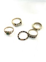 Selection of 9ct gold ladies rings includes diamond set, garnet etc total weight 10.3g