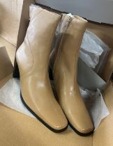 5 pairs of cream camel heeled ladies boots includes sizes 7e.