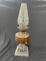 Vintage oil lamp, over all height 21 inches tall