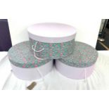 Three vintage hat boxes measures approx 16 inches diameter by 7 inches tall