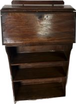 Oak slim bureau bookcase measures approximately 43 inches tall 25 inches wide 10 inches depth