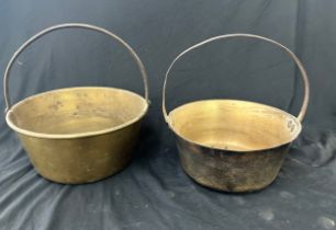 2 Vintage brass jam pans