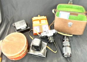 Selection of camera and lenses includes macro no 115606, zennit moshva 80 em etc all untested
