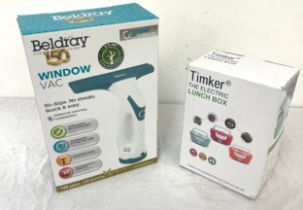 Beldray Window Vac, Timber electric lunch box, both brand new in original boxes