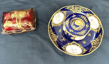 Dresden condiments jar and plate together with a Carlton ware ashtray with base