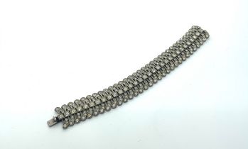 Antique silver diamond paste bracelet, the clasp marked 935, approximate length 17cm width 2.1cm