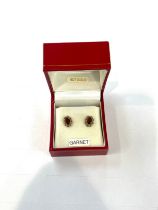 A Pair of 9ct gold Garnet earrings, boxed