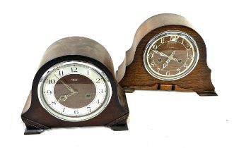 2 Oak mantle clocks includes Smiths enfield etc both untested