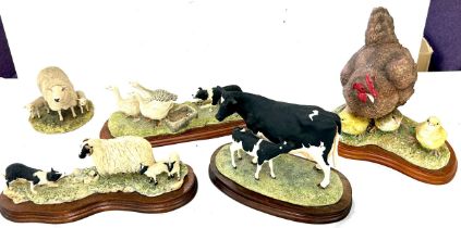 Selection of 5 Border Fine art ornaments to include a chicken, ewe and lambs, geese, sheep and a (