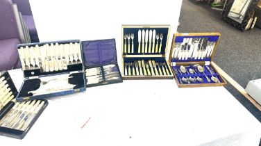 5 Cased EPNS cutlery sets includes fish knife and forks etc