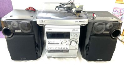 Aiwa sound system Px e86ok, cx_nr3ck with sharp speakers cp_c600E (BK) untested